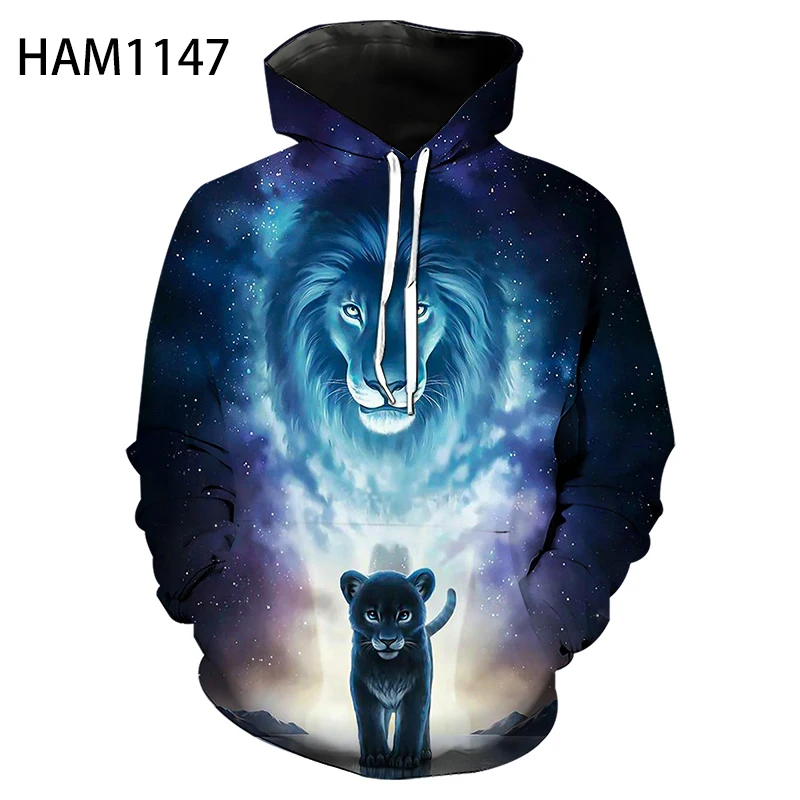 Худи с 3D-принтом короля льва для мальчиков и девочек детская модная длинная