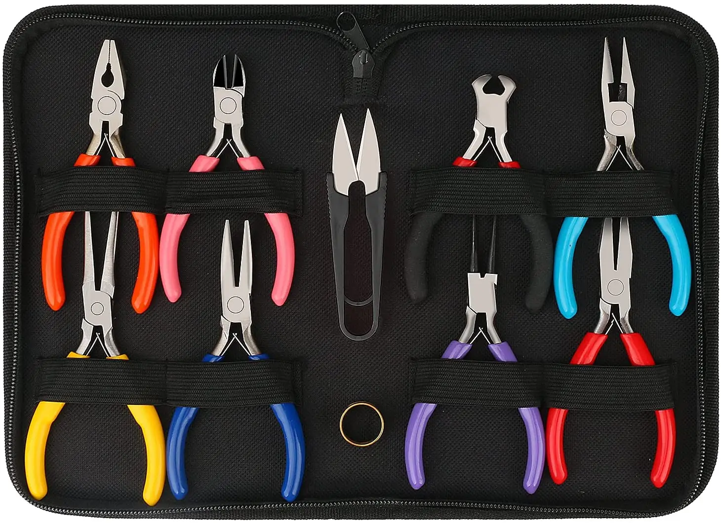 

10Pcs Jewelry Repair and Beading PliersTools, Professional Precision Jewelry Making Pliers Kit Bent Nose Pliers,Cutter Pliers