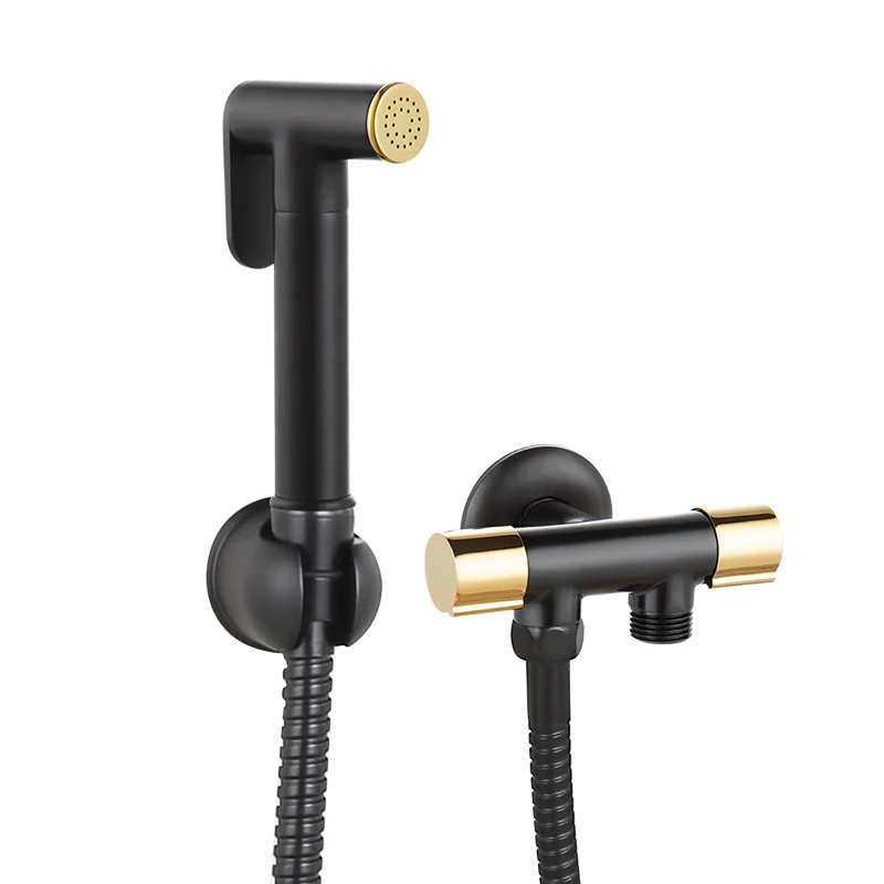 Смеситель для биде черный и золотой Латунный Угловой клапан холодной воды в