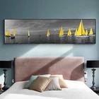 Морской желтый мост с лодкой башня холст картины пейзаж плакаты и принты настенные картины для гостиной украшение дома