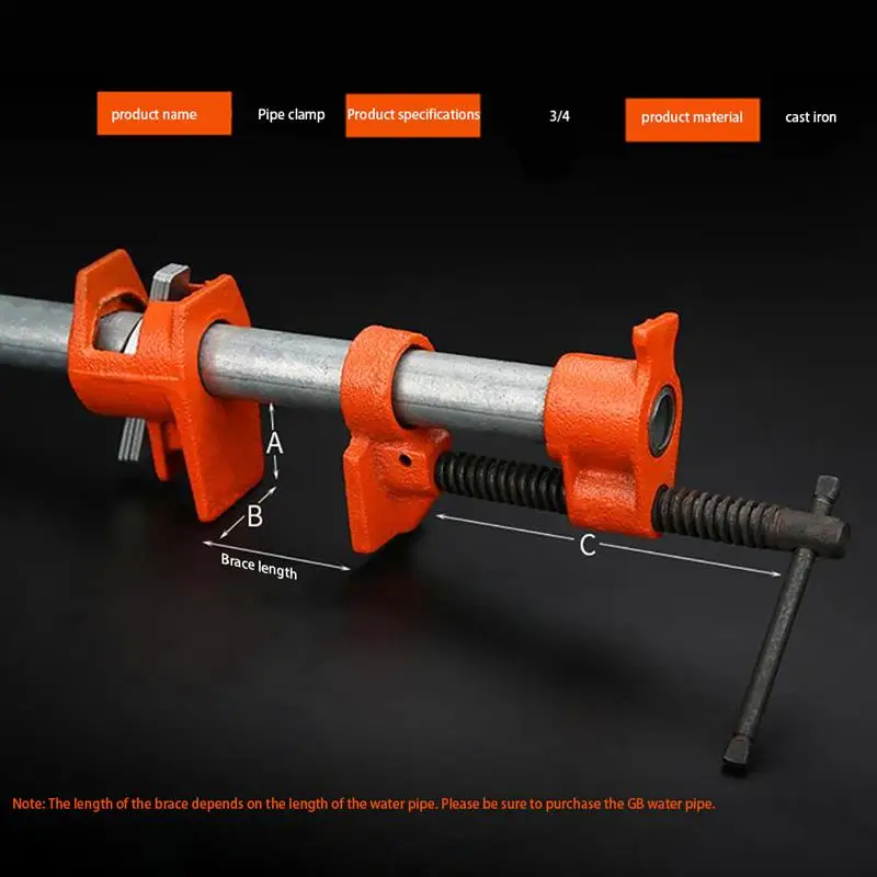 

3/4 дюймовый сверхмощный трубный зажим для деревообработки дерева склеивания трубы Зажим стальной чугунный трубный зажим арматура плотника...