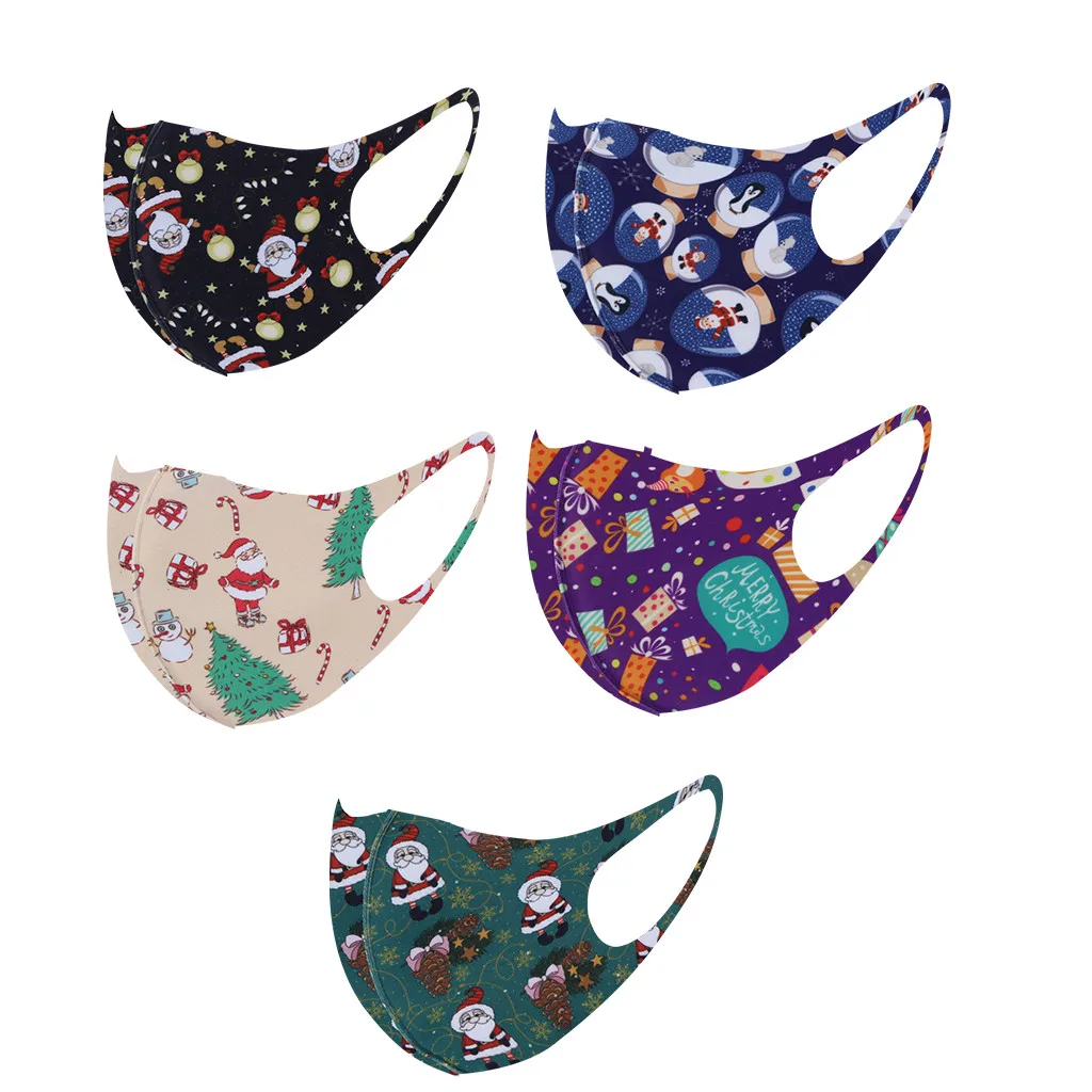 

5 шт. Рождественская Тканевая маска для лица, женская маска для лица, многоразовая Тканевая маска для Хэллоуина, косплея, рождественские мас...