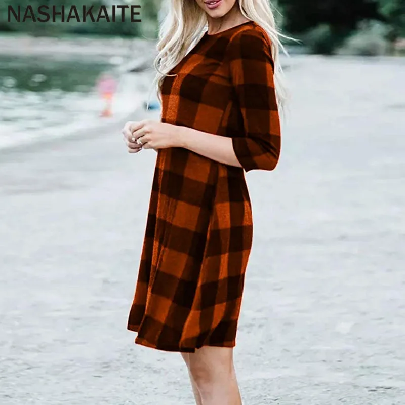 NASHAKAITE/модные платья для мамы и дочки; мини-платье в клетку с карманами в три четверти; одежда для мамы и дочки; платье для мамы и дочки