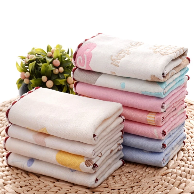 

10 Pcs/Set Baby Bibs Printed Design Newborn Handkerchief Feeding Saliva Towels Cotton Gauze Infant Face Towel 25x25cm