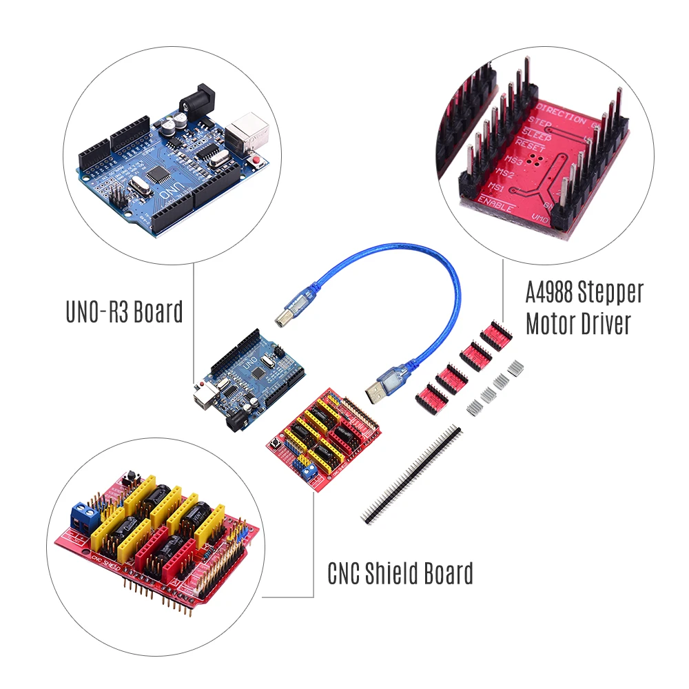 Aibecy 3D Printer Accessories CNC Shield Board A4988 Driver Kit With Heat Sink For Arduino Engraver Parts | Компьютеры и офис