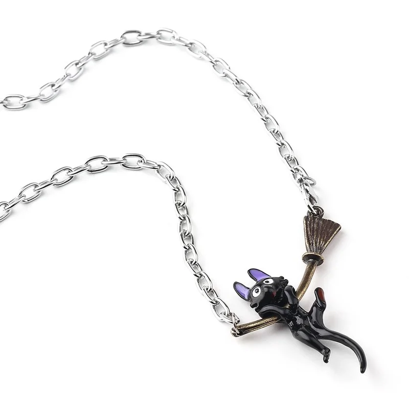 1 Pcs Hot Personality Anime Kiki's Delivery Service Cosplay Necklace Black Cat Broom Metal Pendant Necklaces Girls Gifts Toys | Игрушки и