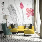 Абстрактный фон в китайском стиле с изображением лотоса, дивана, телевизора, настенная 3D Бумага для гостиной, спальни, украшение, настенная 3d Бумага