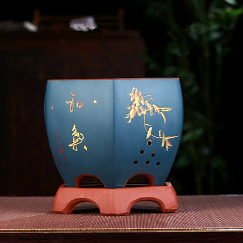 Красивая горшок для цветов с фиолетовым песком специальный бонсай кливии