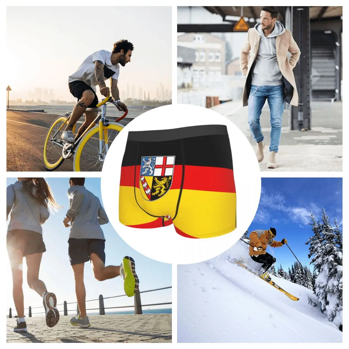 Flag Of Saarland Men's Boxer Briefs German states Humor Graphic elastic pants for men