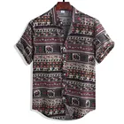 Мужская рубашка, винтажная, летняя, модная, повседневная, с коротким рукавом, в этническом стиле, из Гавайского хлопка, уличная одежда, Camisa