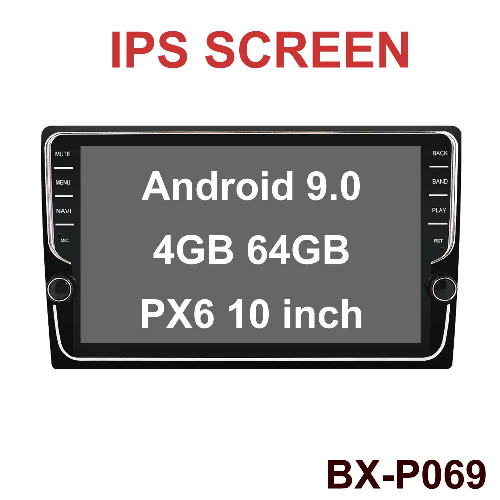 BX-P069 10 inch Bosion 1 Din 10 ''PX6 Универсальный Android 9,0 4 Гб+ 64 Гб ips автомобильный Радио Стерео gps навигация WiFi 1024*600 сенсорный экран камера - Цвет: BX-P069 10 inch