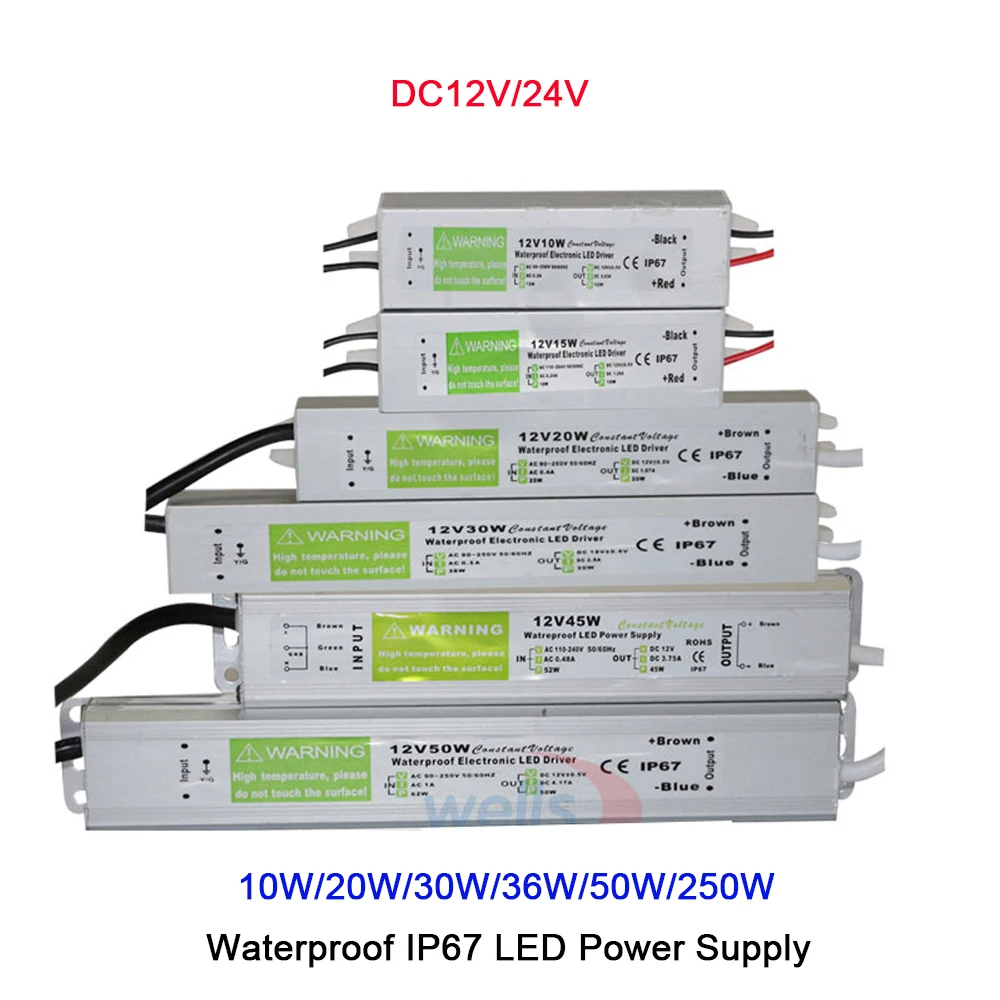 Водонепроницаемый драйвер для Светодиодный ных лент трансформатор питания IP67 12
