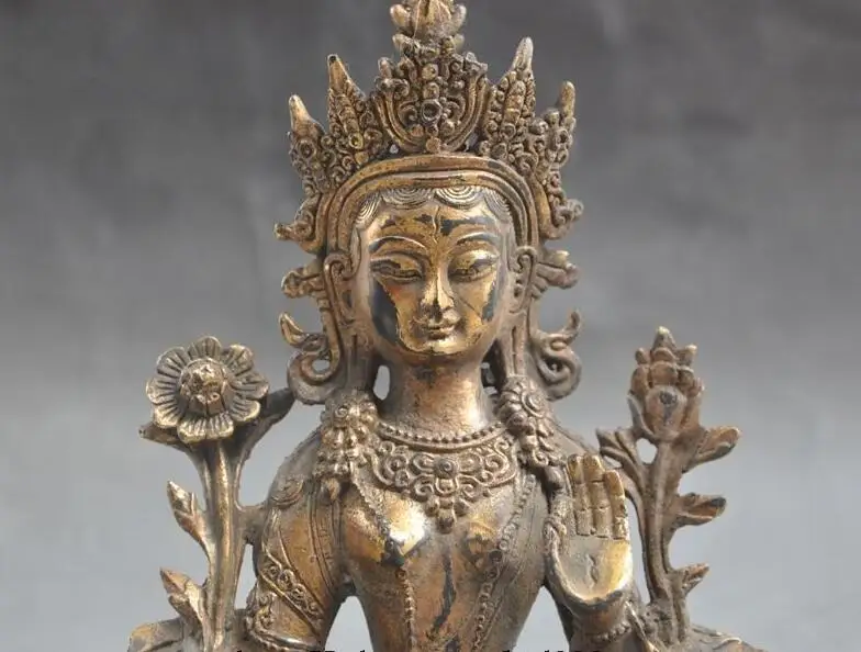 Старый тибетский буддизм Джосс белый богиня тара Kwan yin статуя Гуаньинь|Статуи и