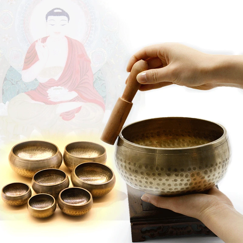 

Yoga Training Hand Hammered Engraved Bowls Tibetan Sound Bowl Handmade Buddha Singing Bowl for Vipassana Sahasrara and Prayer