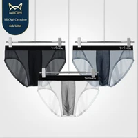 miiow mens underwear briefs ice silk thin fashion sexy waist seamless antibacterial underpants in summer 3 pieces
