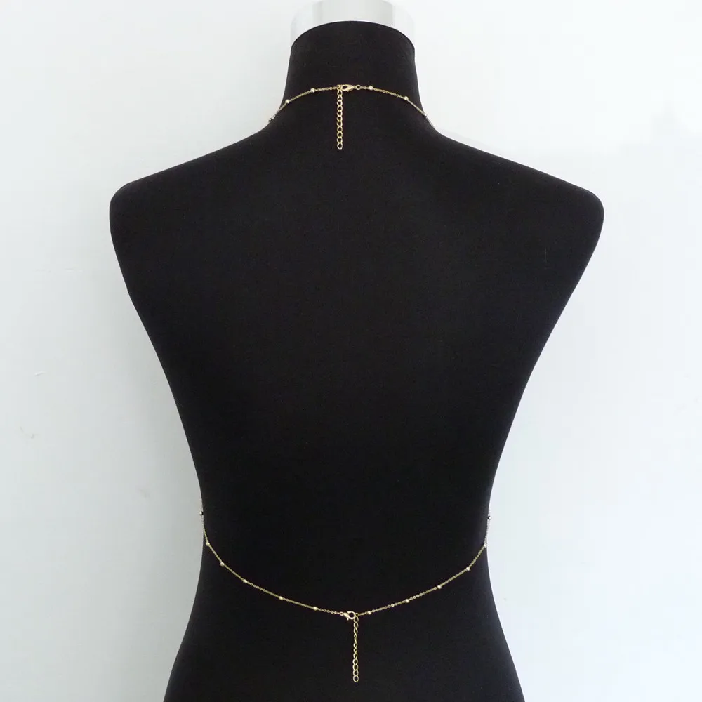2022 New Fashion Body Chain Necklace Women Sexy Multilayer Gold/Silver Plated Beach Bikini Harness Bralette Jewelry |