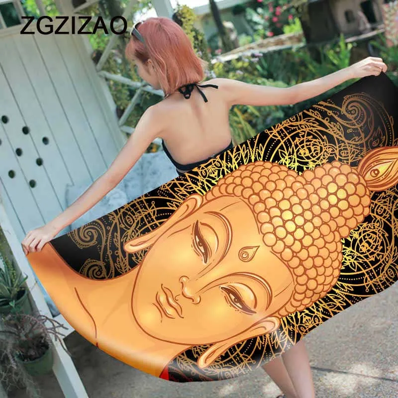 Пляжное полотенце с принтом Будды женское профессиональное большое