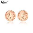 Lokaer, выполненное из нержавеющей стали, легированной титаном Ретро Стиль Королева Аватар серьги, ювелирное изделие, розовое золото, фианиты, кристаллы, вечерние серьги для женщин E21040