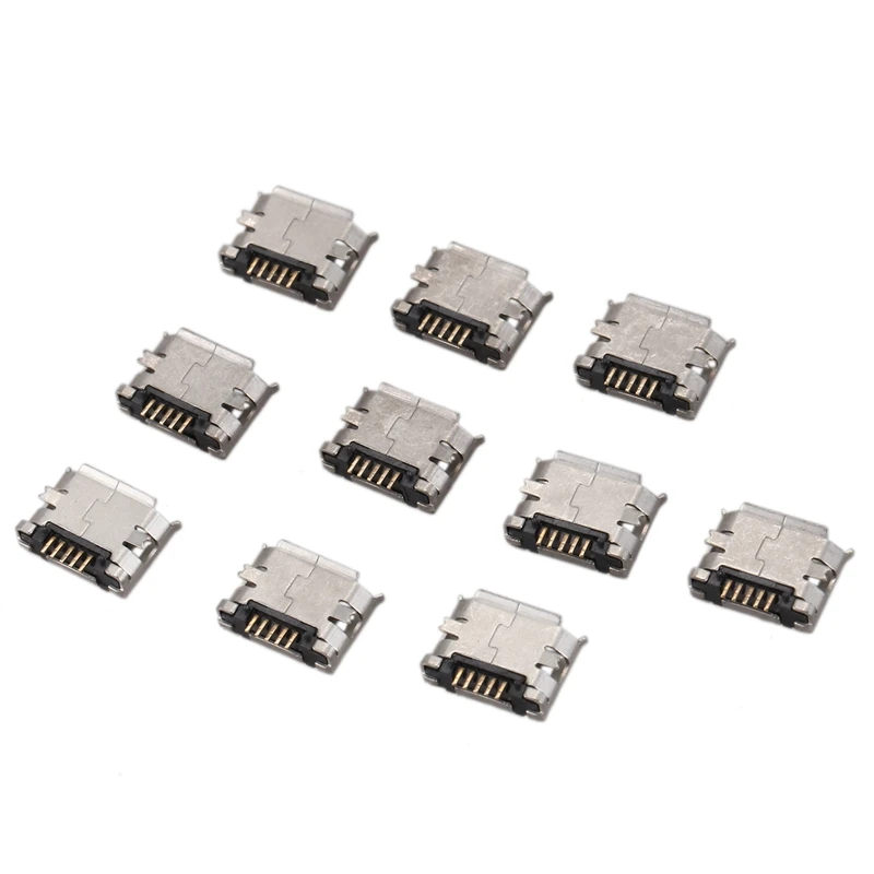 10 pieces Micro USB type B female 180 Grade 5 pin surface mount SMD welding Jack | Connectors