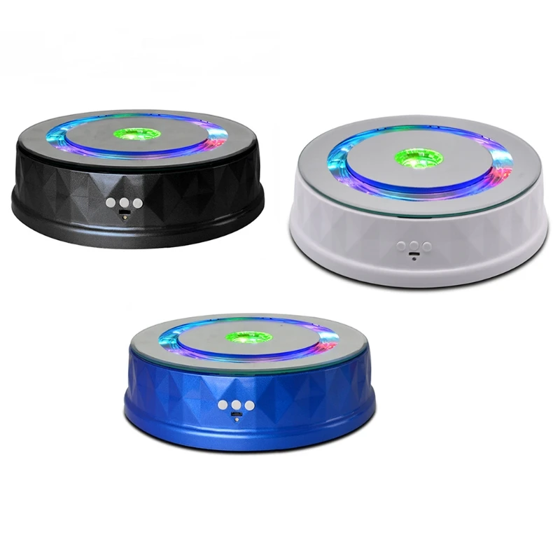 

Electric Turntable Display Stand Colorful Light 360° Rotating Table Watch Bracelet Jewelry Holder for Photography Props