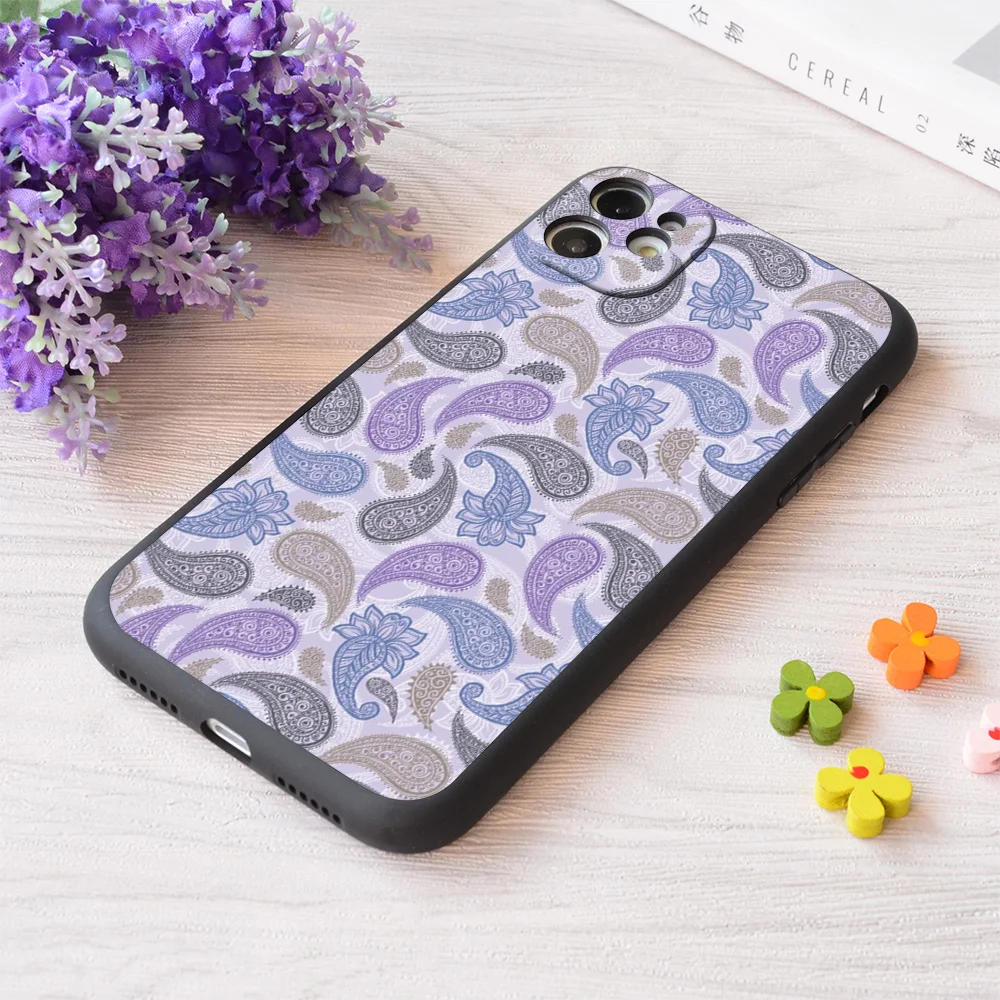 

For iPhone Purple Paisley Passport Print Soft Matt Apple Case
