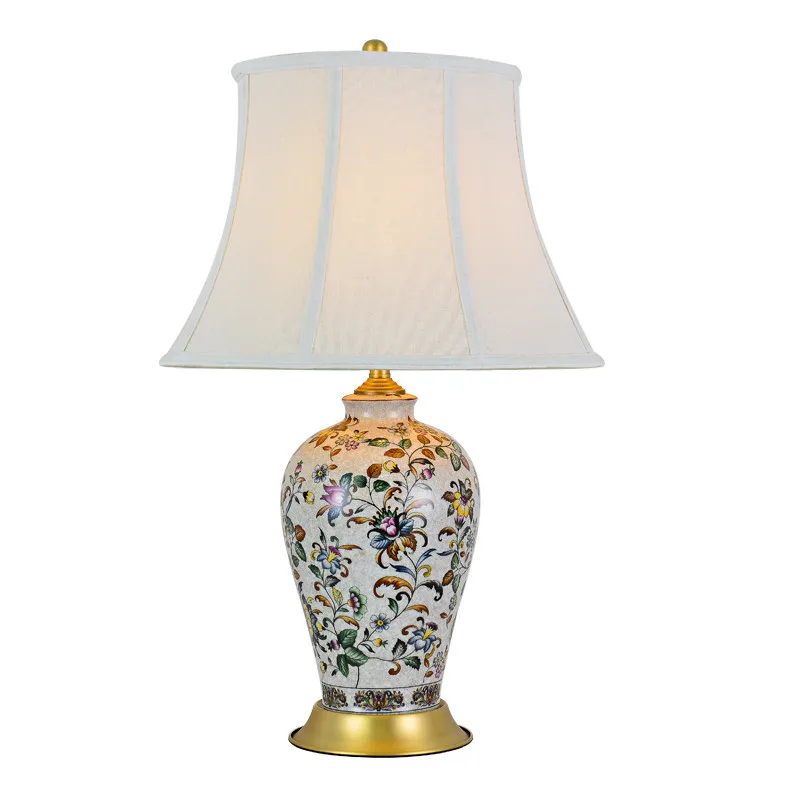 

Large Luxurious European Vintage Ceramic Dimmer Table Lamp Foyer Bed Room Entrance Classical Retro Porcelain Desk Lamp D64