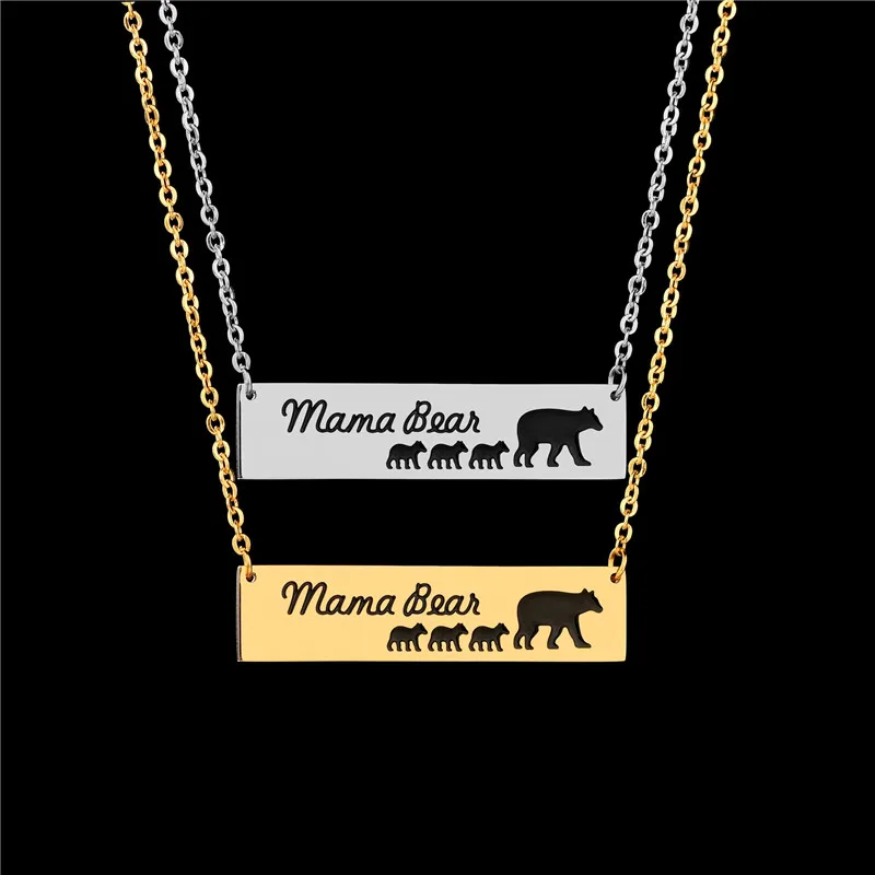 Ожерелье ELSEMODE из нержавеющей стали с подвеской в виде медведя мама 6