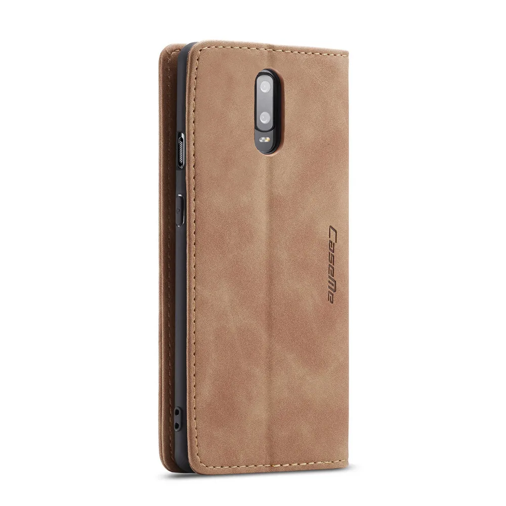 Чехол для OnePlus 7 с роскошным логотипом, откидная крышка, сплошной цвет, кожа, 1+ 7 Pro, Ретро стиль, Магнитный кошелек, 360, защита, защитная книга