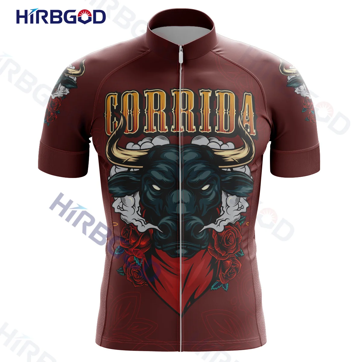 

HIRBGOD Short Sleeve Male Cycling Jersey 2022 Bullfight Series Lightweight Bicycle Clothing Factory Price Bike Shirt TYZ1284-01