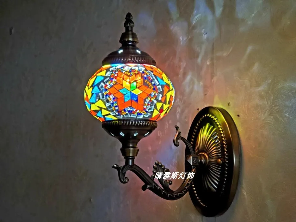 

Ethnic Style Exotic Retro Nostalgic Romantic Handmade TV Wall Balcony Aisle Corridor KTV Cafe Wall Lamp