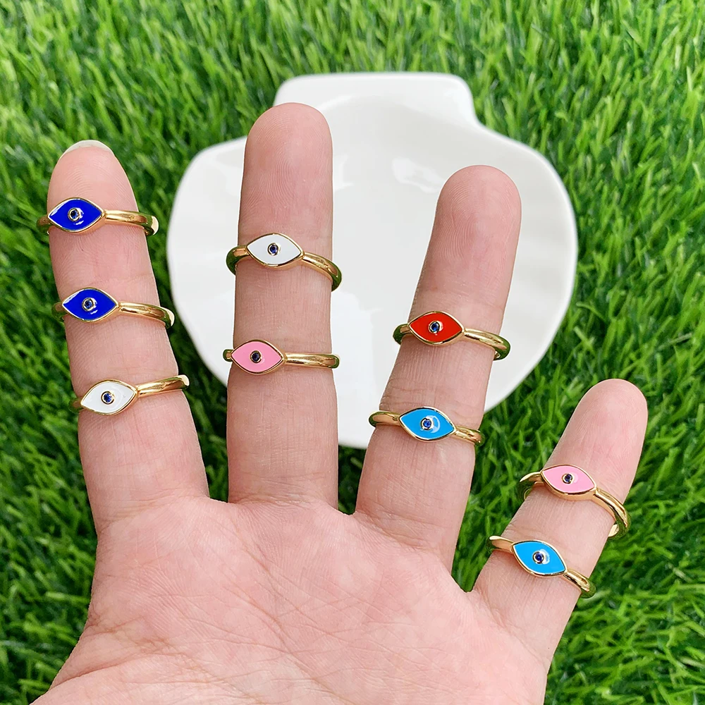 

Punk Evil Eye Finger Ring Coloured Enamel Adjustable DIY Jewelry Making Wholesale For Wedding Party
