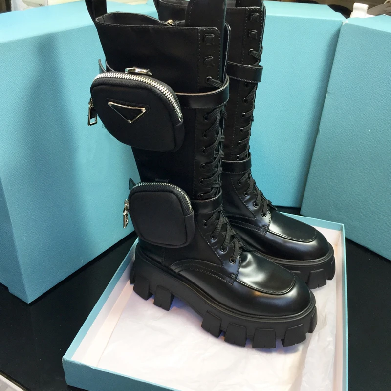 

2022 Winter Long Brand Women Fashion Boots Knee High Luxury Chelsea Chunky Platform luxurious Shoes Zipper Round Toe
