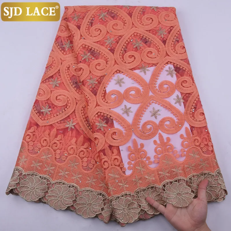 

SJD LACE African Lace Fabric 2021Unique Design Guipure Cord French Mesh Lace Fabric High Quality Milk Silk For Wedding Sew A2175