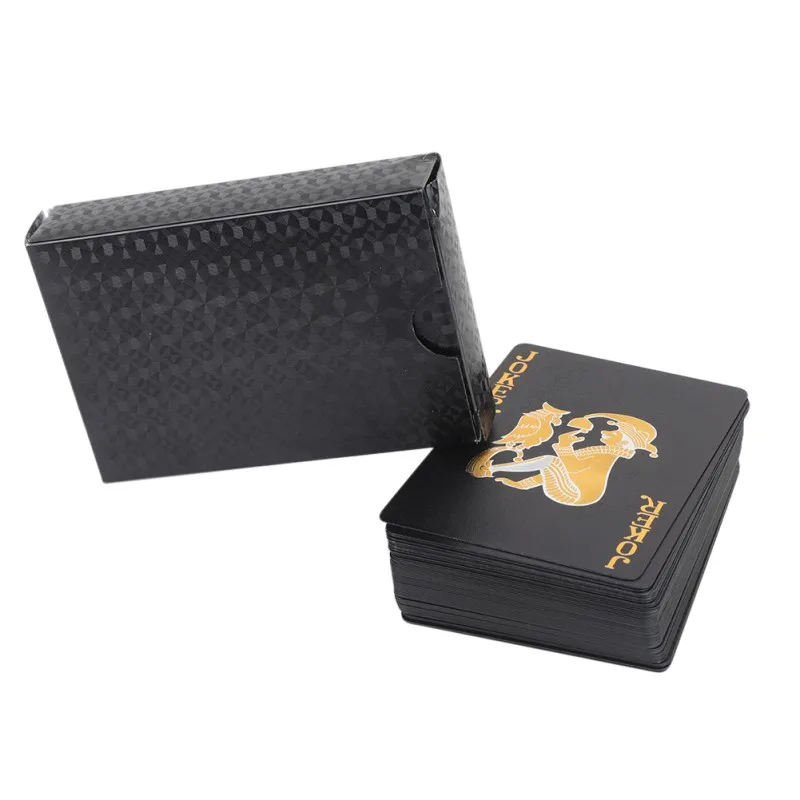 

Just For Fun 52+2 Poker Luxury Cool Black Foil Poker Playing Cards Waterproof Playing Cards Plastic Playing Cards