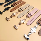 Ремешок из натуральной кожи для Samsung Galaxy Watch 3 45 мм, браслет для Samsung Galaxy Watch 3 41 мм с застежкой-бабочкой