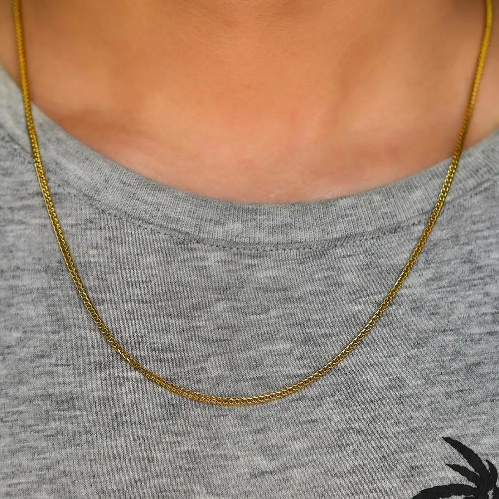 Широкая цепочка из нержавеющей стали с покрытием золотого/стального/черного/розового цвета винтажного стиля длиной 1,2 мм для модных мужчин и женщин.