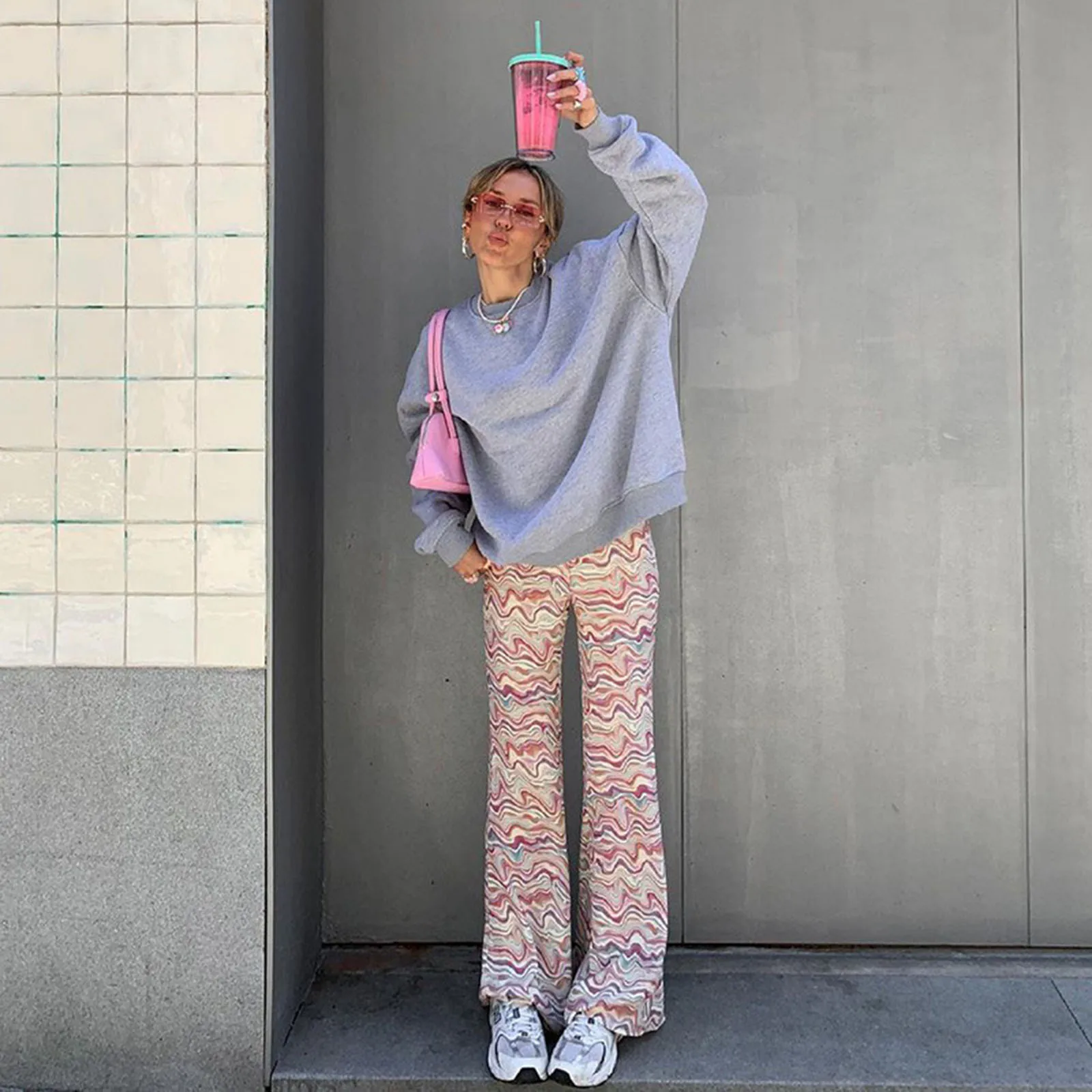 

Tie Dye Print y2k Joggers Casual Fashion Flare Pants Streetwear Vintage Denim Pants High Waist Fashion Korean Style Trousers