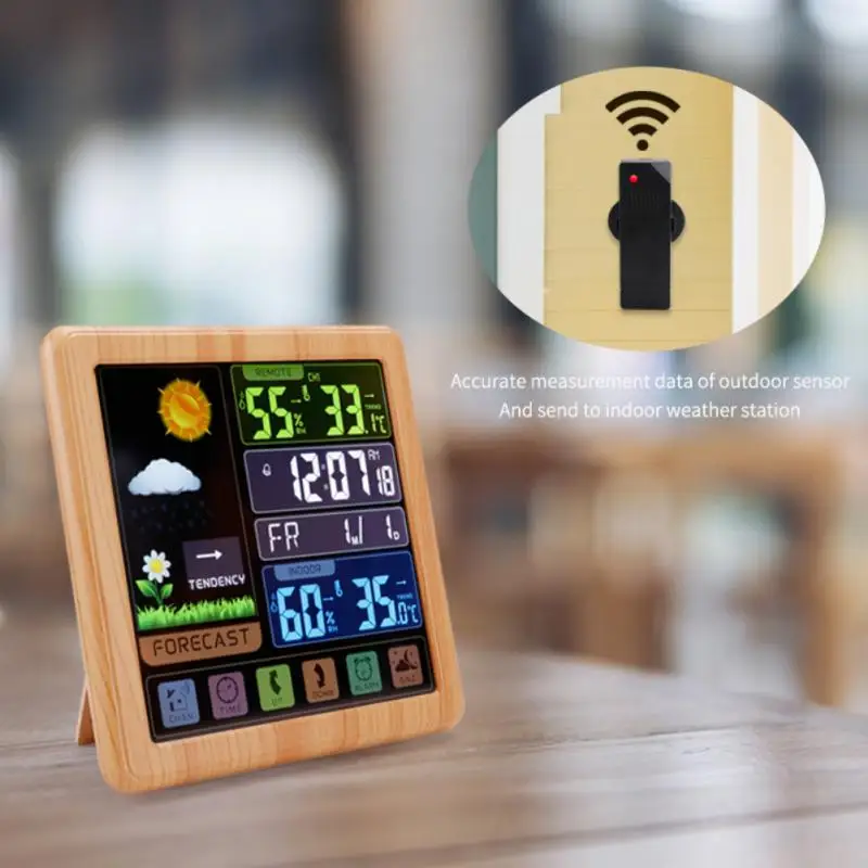 

Weather Station Clocks Wireless Digital LED Calendars Table Clock With Temperature And Humidity Snooze Alarm Clock