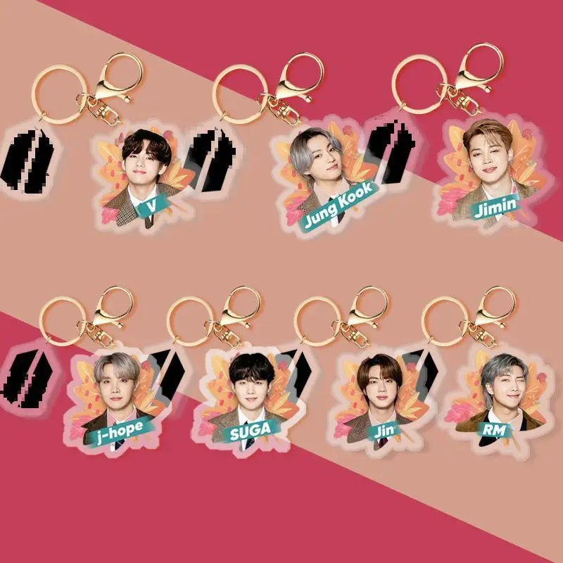

KPOP Bangtan Boys Acrylic Keychain Pendant Cute Bag Decoration Accessories Cosplay gift JIMIN V SUGA JK JIN Fan Collection