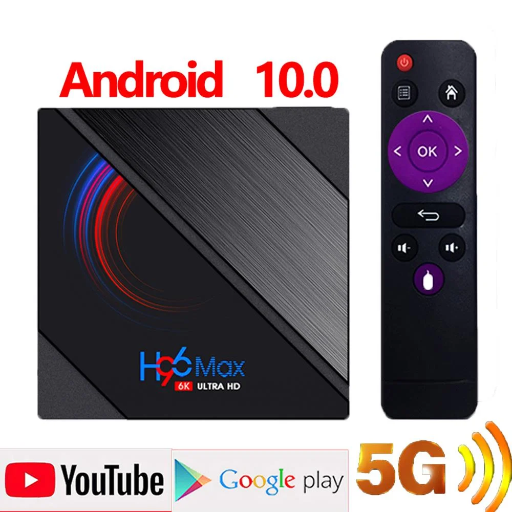 

TV Box Android 10 4G 64GB 6K Android TV Box H96 MAX Smart TV Box Google Voice Set Top 2.4G 5G WIFI YouTube 3D