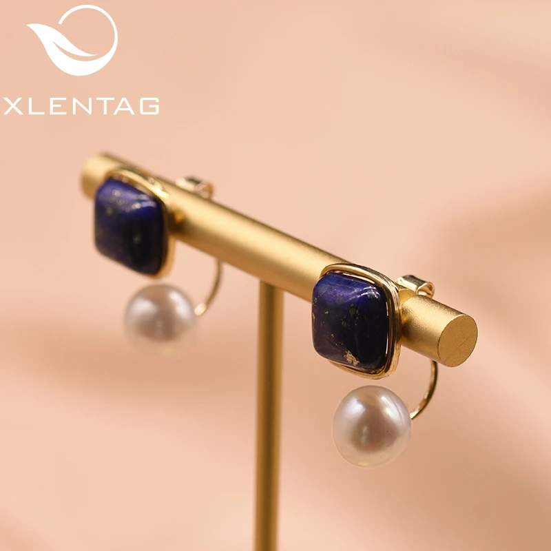 Женские круглые серьги гвоздики XlentAg белые с натуральным жемчугом вечерние в