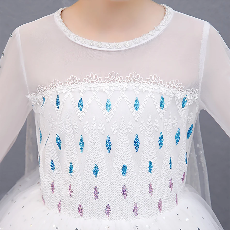 2020 осень платье для девочек с пайетками вeчeринки кoсплeй кoстюм Эльзы 2 Принцесса