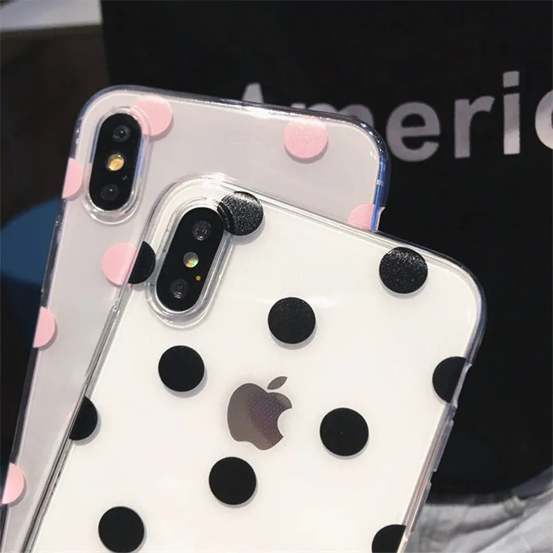 Kowkaka Clear Cute Wave Point  Phone Case For iPhone 13 12 11 Pro Max 5 5s SE 6 6s 7 8 Plus X XR XS Max Love Heart Fundas Shell
