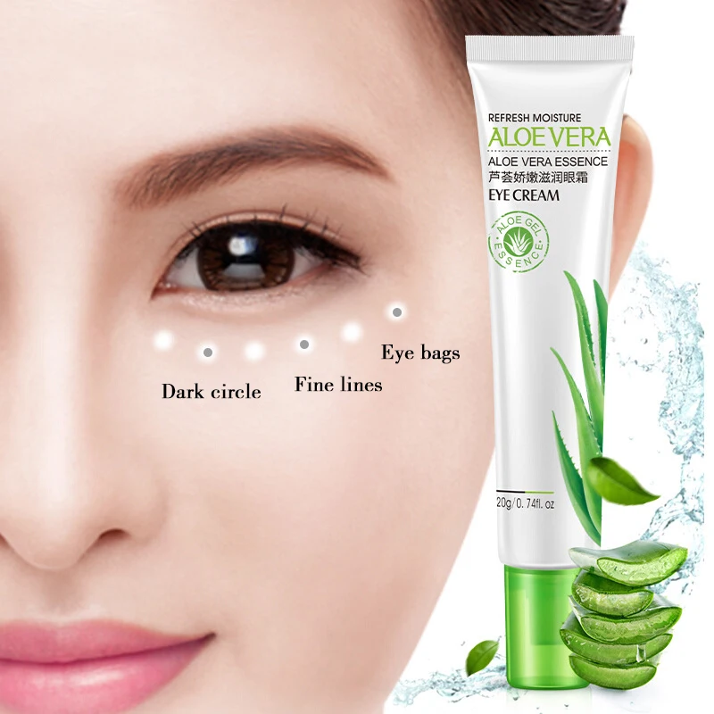 

20g Aloe Vera Moisturizing Eye Cream Remove Dark Circles Puffiness Anti Wrinkles Eye Creams Hyaluronic Acid Skin Care
