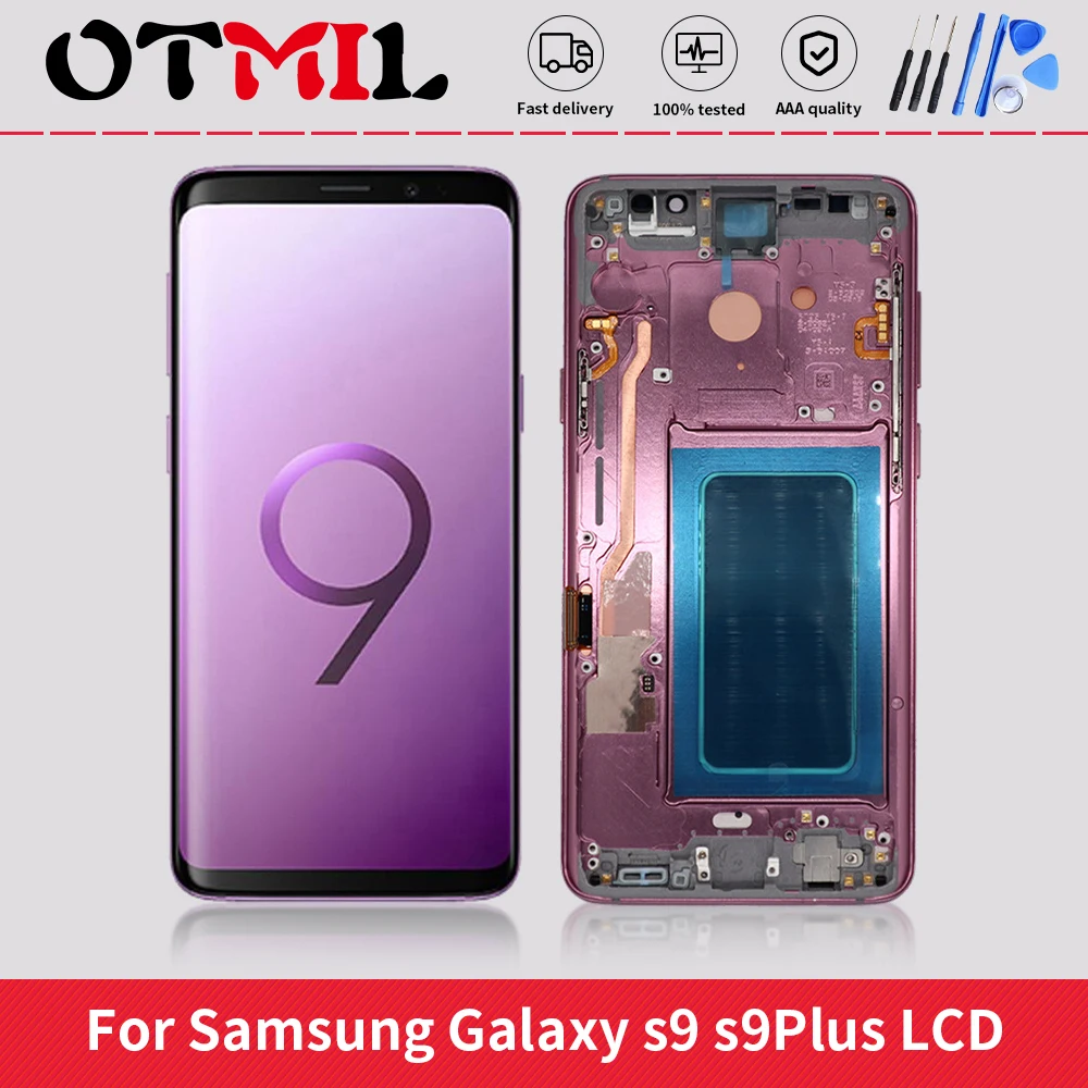 

ЖК-дисплей Super Amoled с сенсорным экраном и дигитайзером в сборе, запасные части для Samsung Galaxy S9 Plus, G960, G965, жидкость для теней