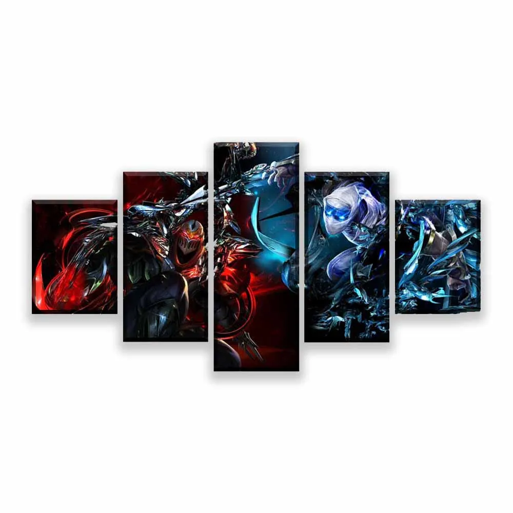 

Home Decoration Living Room 5 Piece LOL Zed Painting Canvas HD Printed Game Poster Wall Art Modular Picture Framed