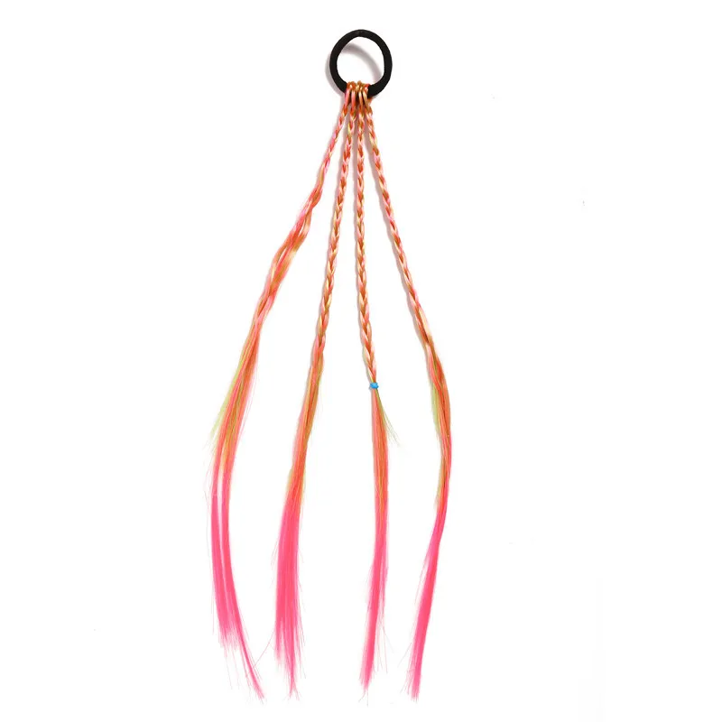 

Children's Colorful Wig Braid Ponytail Rubber Bands Fashion Braided Colorful Gradient Hair Rope For Girls Twist Braid