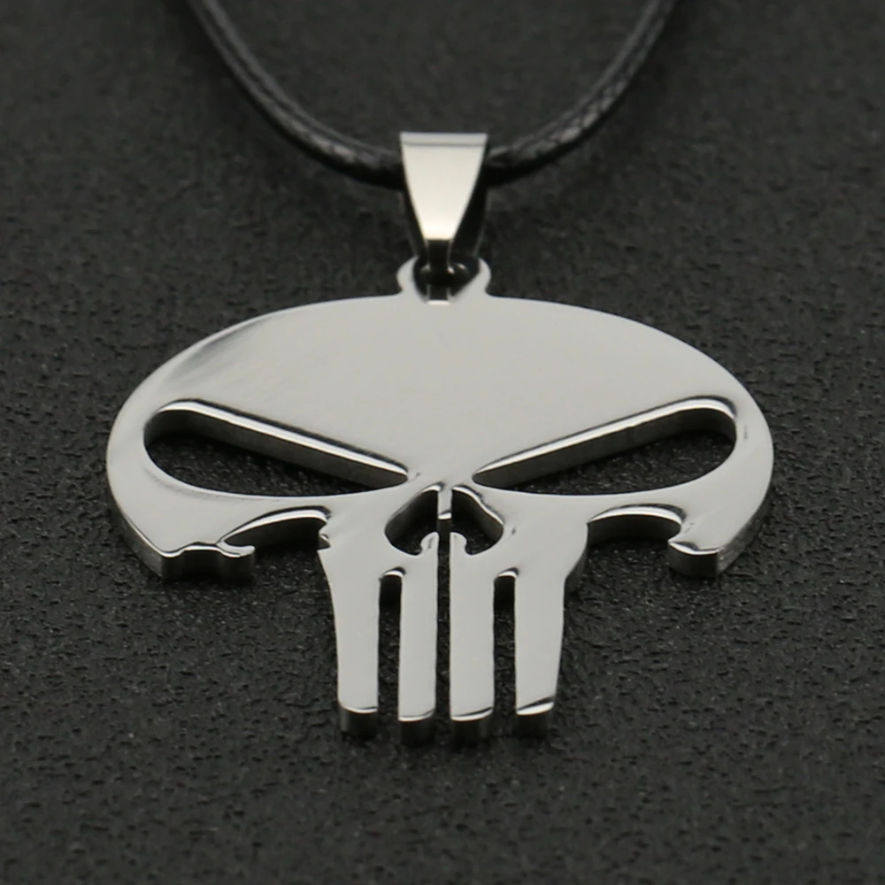 Ожерелье Каратель замок Фрэнка череп глаз кросс-кости армейская серебряная