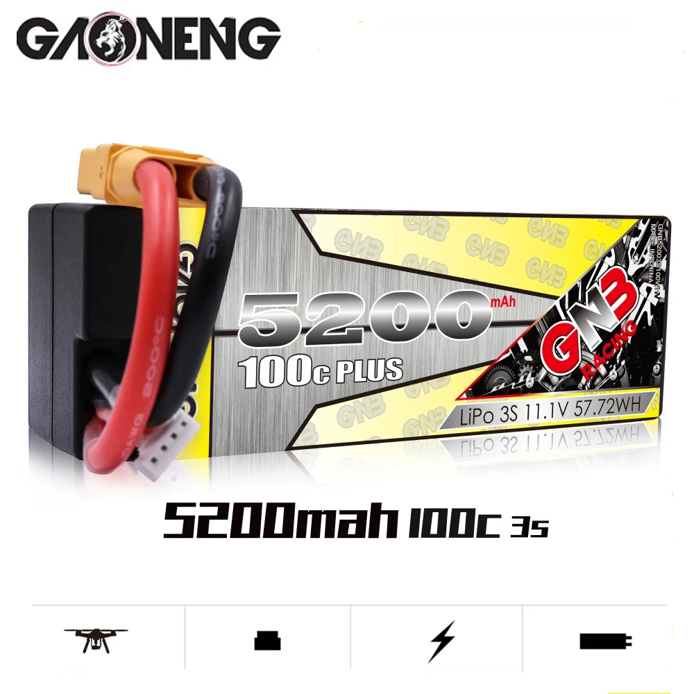 Литий полимерный аккумулятор Gaoneng 5200 мАч 3S1P 11 1 В 100C/200C в жестком корпусе с