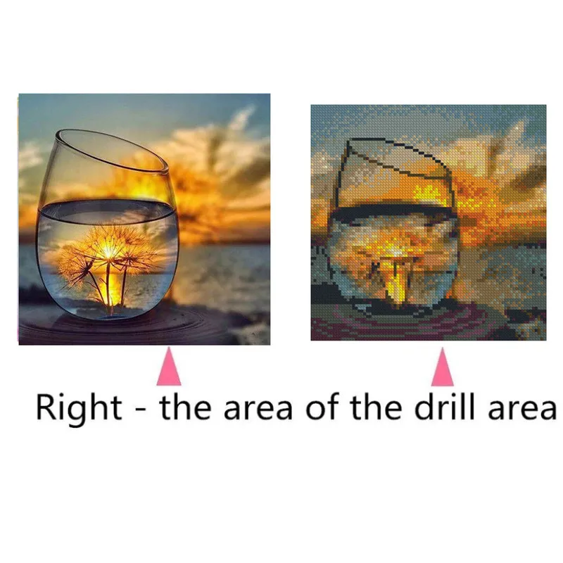 5D DIY алмазная живопись Стекло чашки море солнечный свет желтый Алмазная вышивка